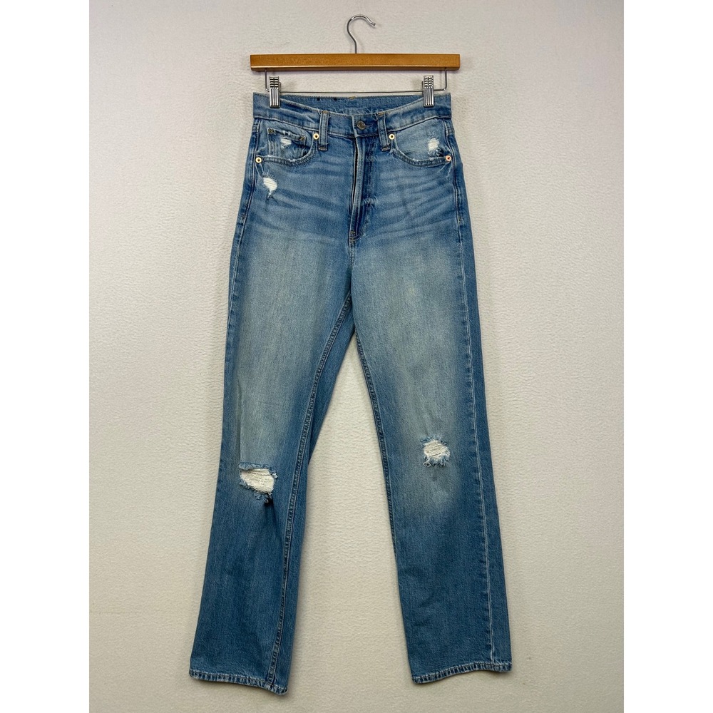 Distressed Grunge GAP Women 25 Blue Sky High Straight Leg Jeans